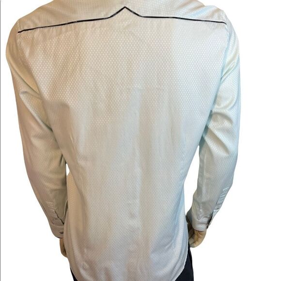 Tuvia Men’s Mint Green and Navy Dress Shirt Size XL - Picture 4 of 6